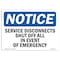 Signmission OSHA Notice Sign, 10" H, Rigid Plastic, Service Disconnects Shut Off All In Event Sign, Landscape OS-NS-P-1014-L-18292 - alternate 1